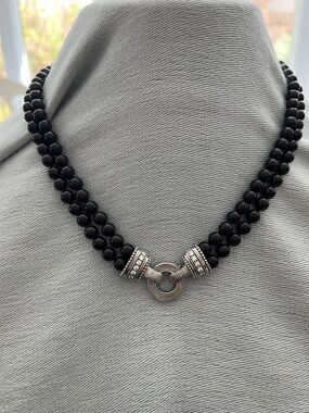 Judith Ripka Diamonique and Black Onyx 18” Necklace